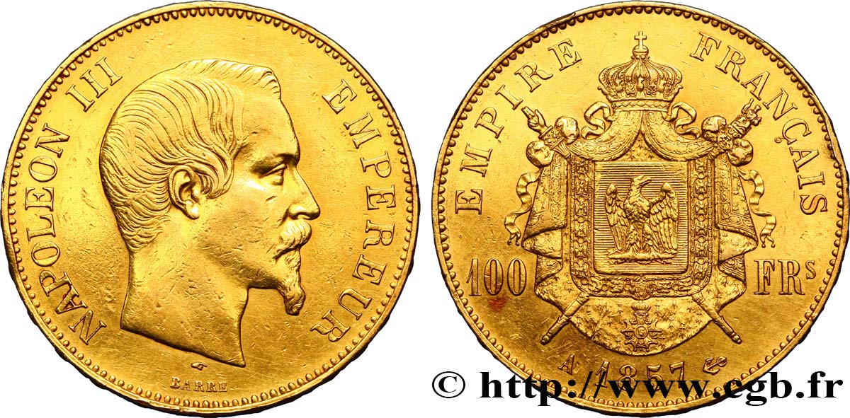 100 francs or Napoléon III, tête nue 1857 Paris F.550/4 BB45 