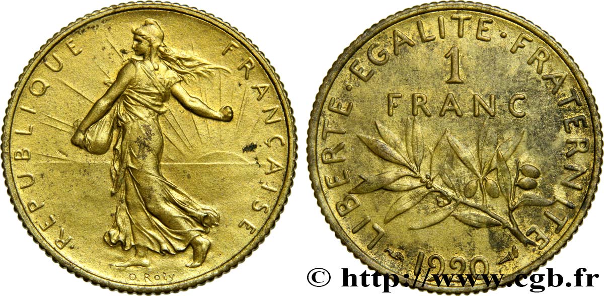 Épreuve en Bronze-Aluminium de 1 franc Semeuse 1920  GEM.94 4 EBC55 