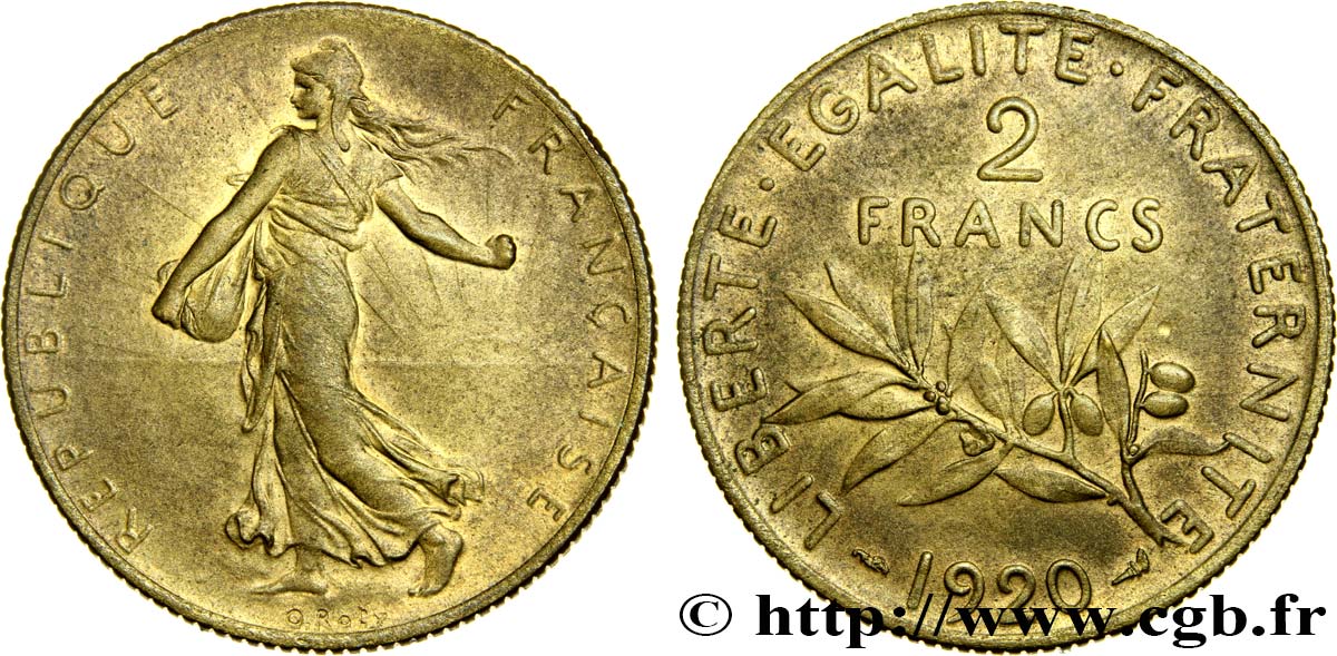 Épreuve de 2 francs Semeuse en cupro-aluminium 1920  GEM.111 3 fST64 