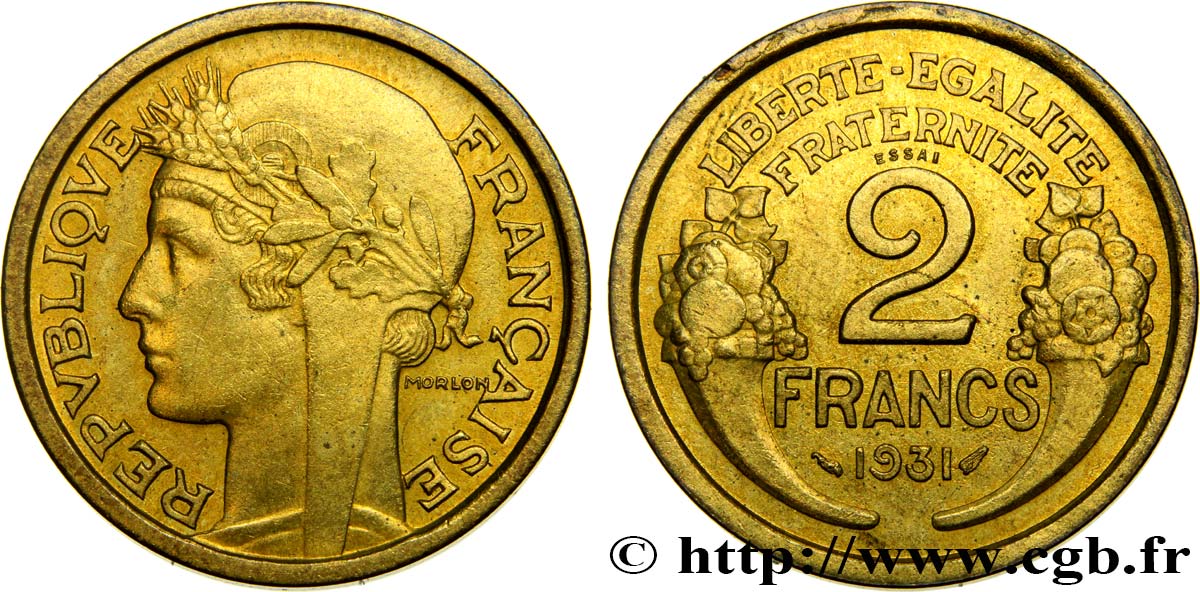 Essai de 2 francs Morlon 1931 Paris F.268/1 MS60 