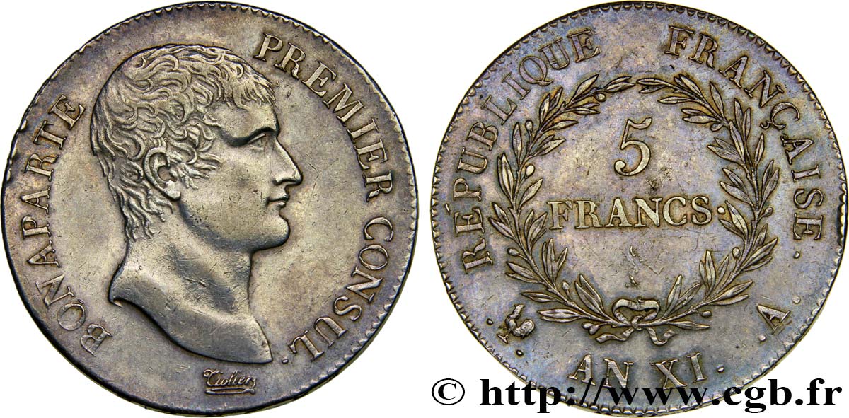 5 francs Bonaparte Premier Consul 1803 Paris F.301/1 MBC52 