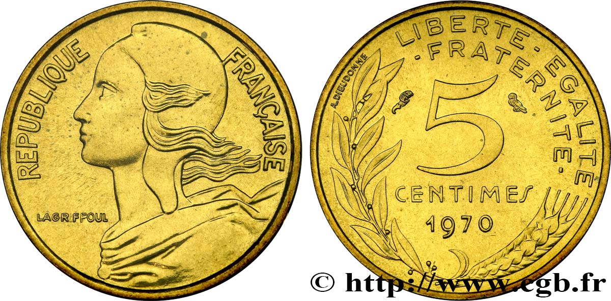 5 centimes Marianne 1970 Paris F.125/6 FDC 