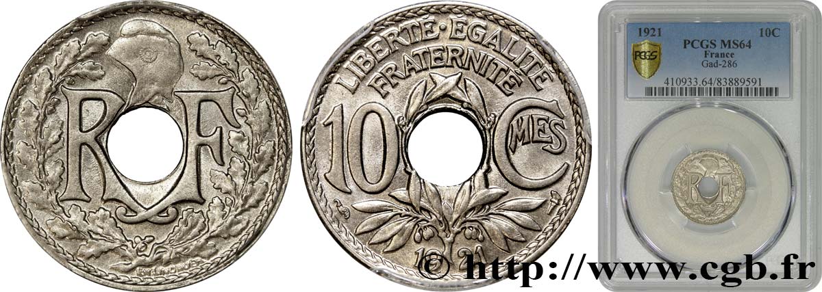 10 centimes Lindauer 1921  F.138/5 SPL64 PCGS