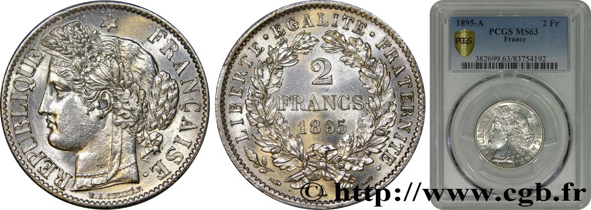2 francs Cérès, avec légende 1895 Paris F.265/17 SPL63 PCGS