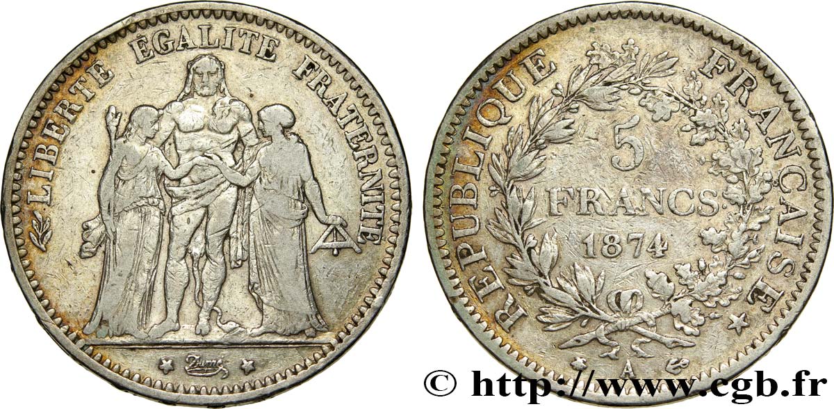 5 francs Hercule 1874 Paris F.334/12 BC20 