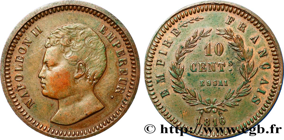 Essai de 10 centimes en bronze 1816   VG.2412  AU55 
