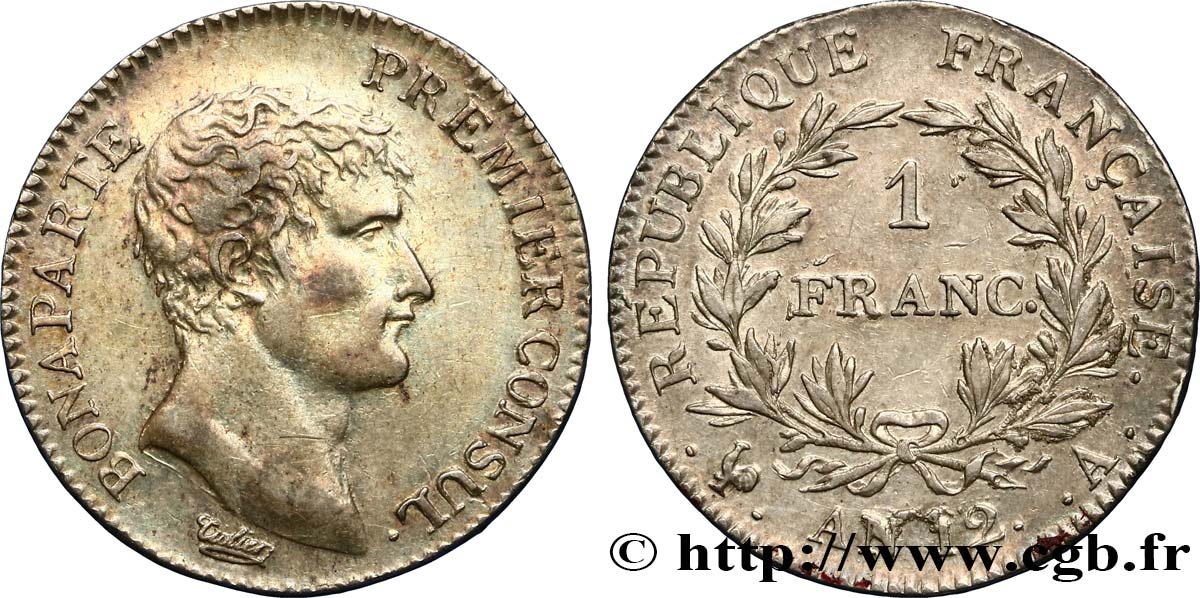1 franc Bonaparte Premier Consul 1804 Paris F.200/8 AU55 
