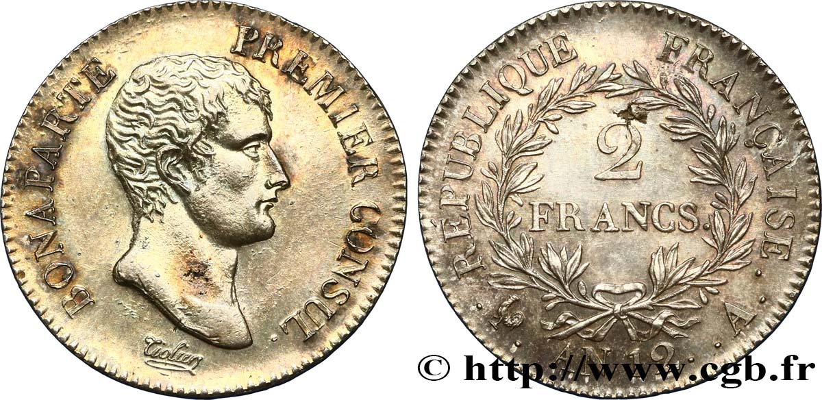 2 francs Bonaparte Premier Consul 1804 Paris F.250/1 SUP+ 