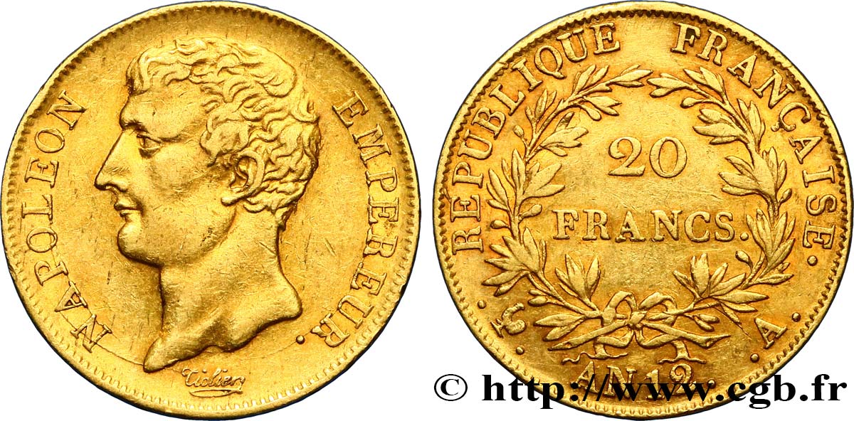 20 francs or Napoléon Empereur, buste intermédiaire 1804 Paris F.511/1 SS45 