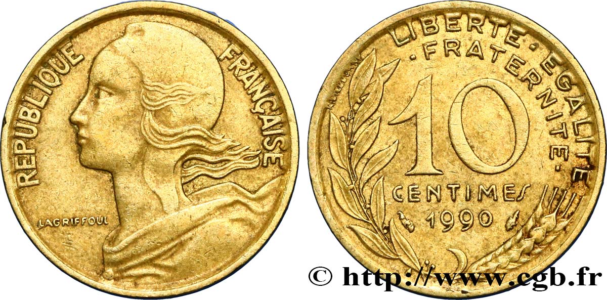 10 centimes Marianne, variété listel large 1990 Pessac F.144/30 var. TTB45 