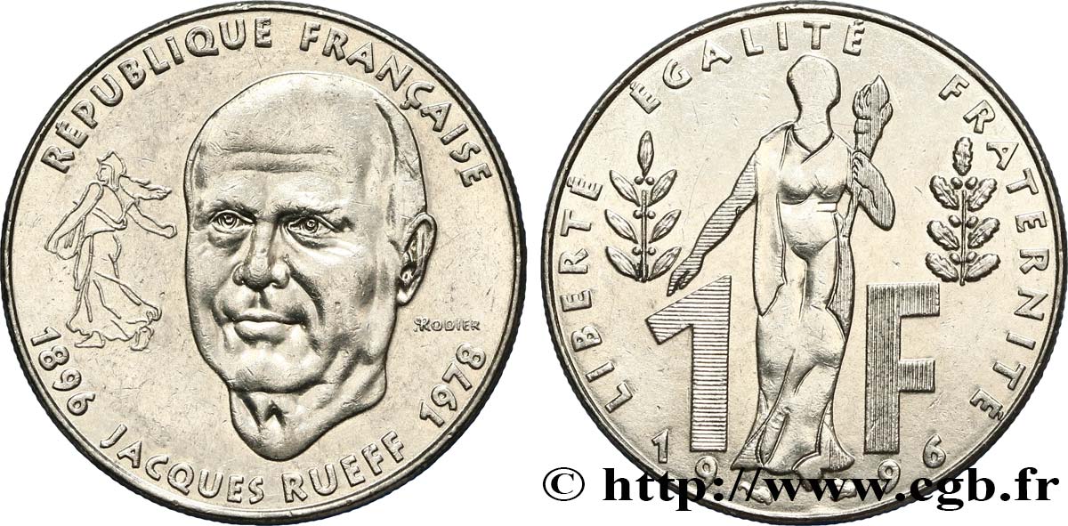 1 franc Jacques Rueff 1996  F.231/2 AU52 