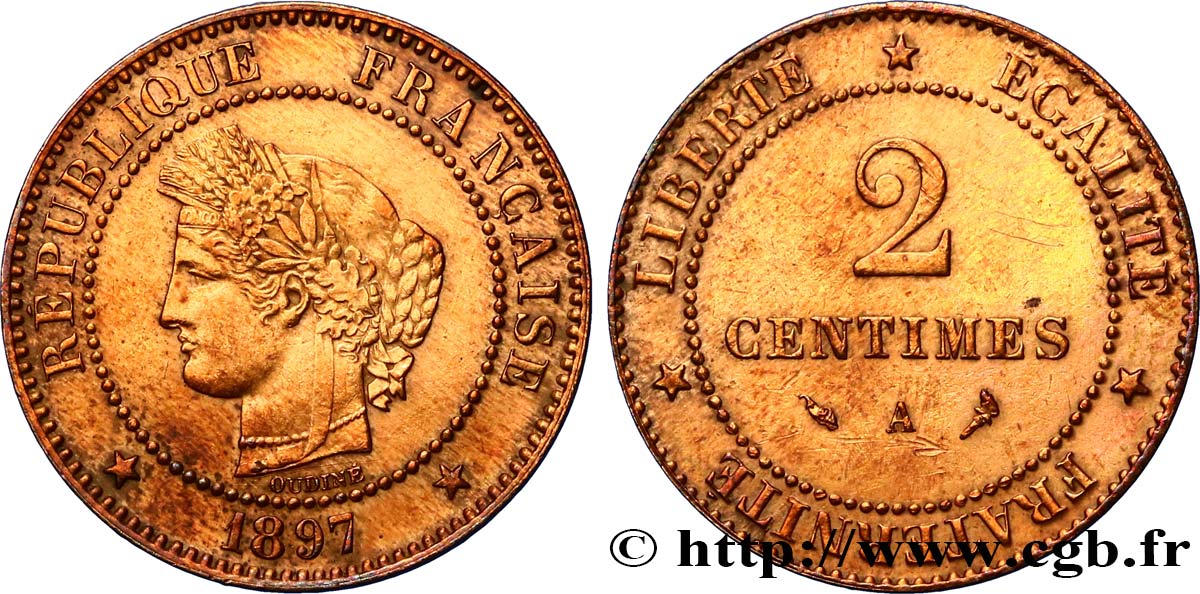 2 centimes Cérès 1897 Paris F.109/23 EBC55 