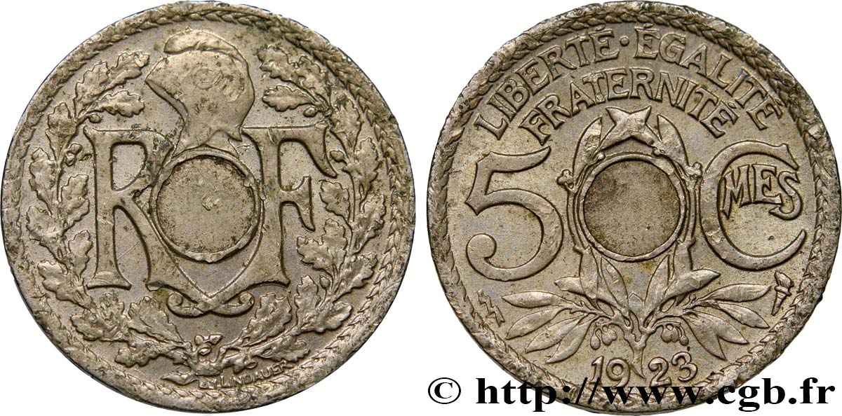 5 centimes Lindauer, petit module, non perforé 1923 Poissy F.122/7 var. TTB45 