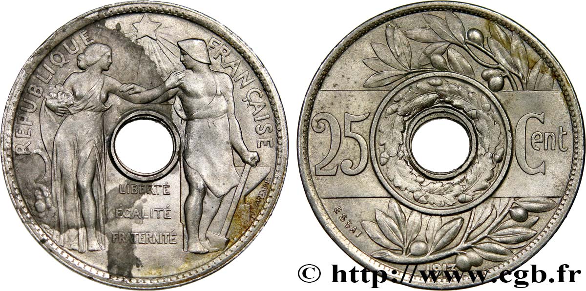 Essai de 25 centimes par Varenne, grand module 1913 Paris GEM.75 1 SUP+ 