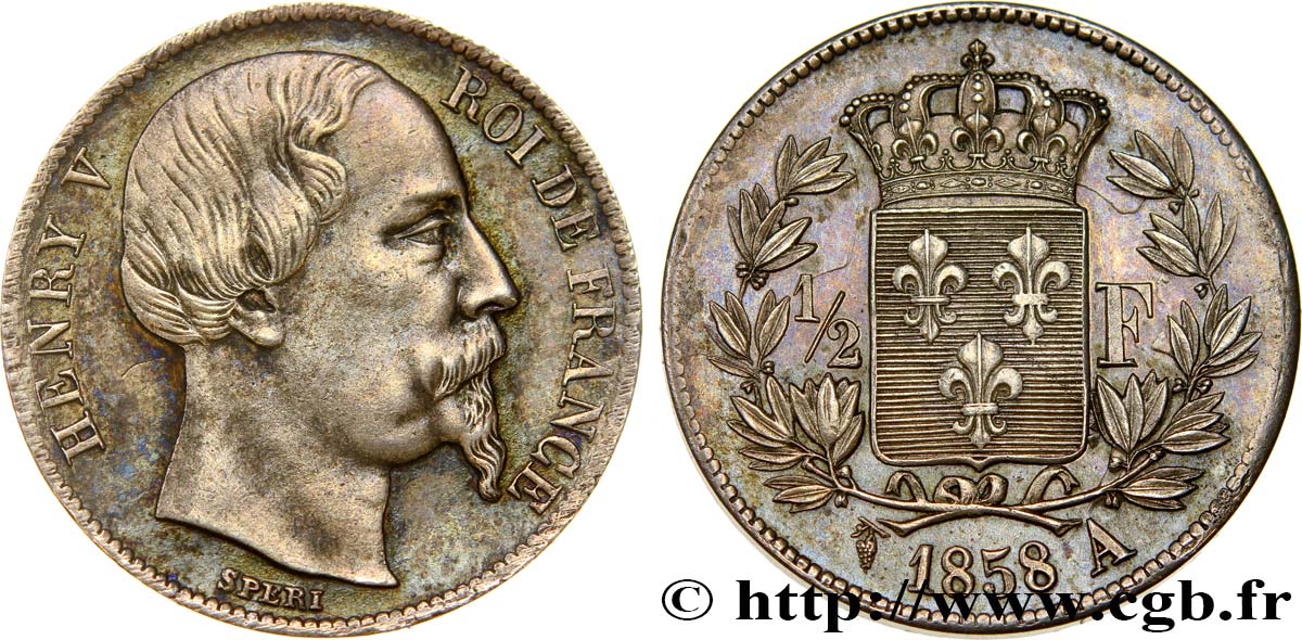 1/2 franc 1858 Paris VG.2730  SUP60 