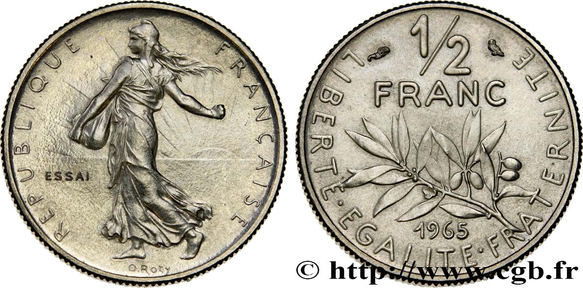 Essai du 1/2 franc Semeuse 1965 Paris F.198/2 SPL64 