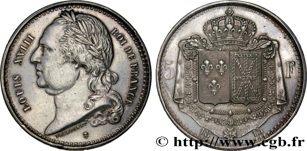 Essai de 5 Francs de Trébuchet 1815 Bruxelles VG.2463  SPL 