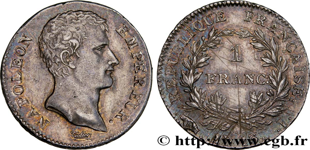 1 franc Napoléon Empereur, Calendrier révolutionnaire 1805 Limoges F.201/20 MBC52 