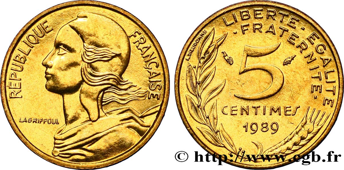 5 centimes Marianne 1989 Pessac F.125/25 MS63 