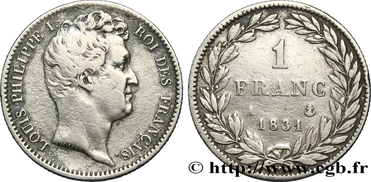 1 franc Louis-Philippe, tête nue 1831 Paris F.209/1 TB+ 