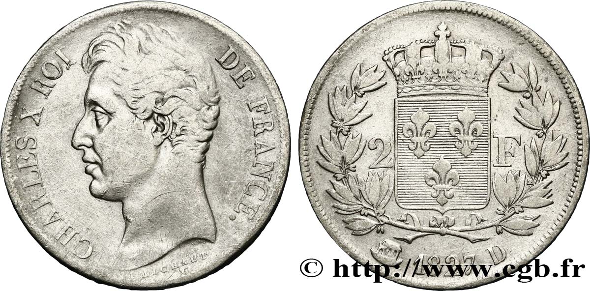 2 francs Charles X 1827 Lyon F.258/27 TB 