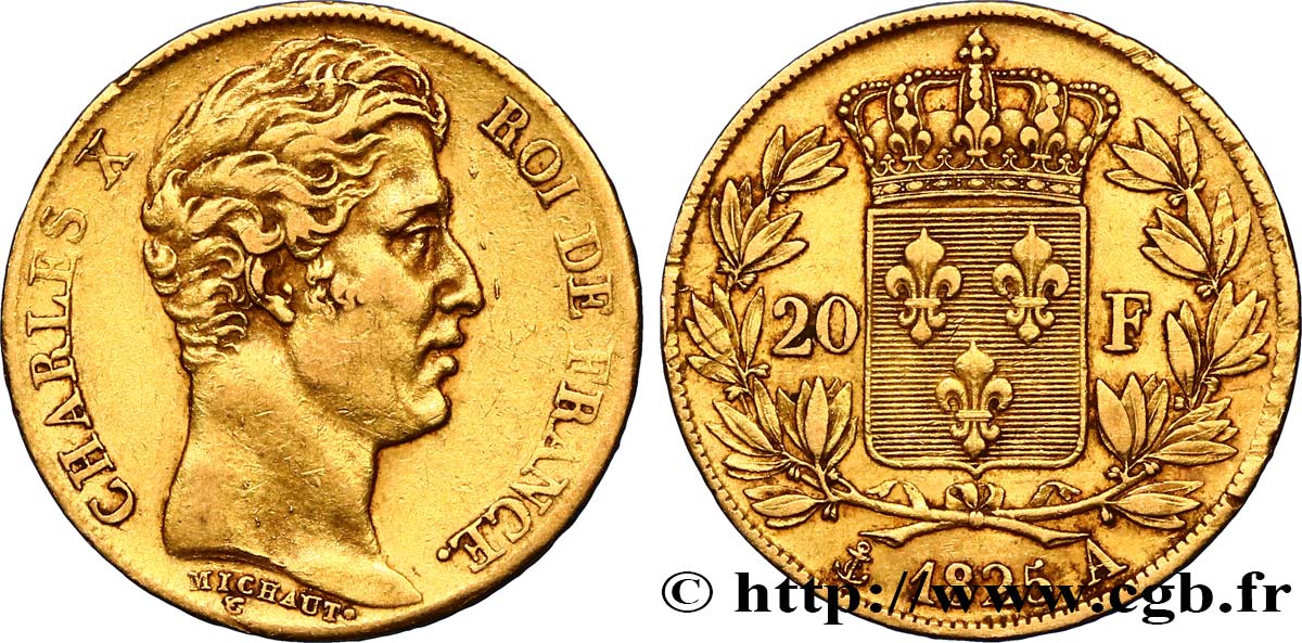20 francs or Charles X 1825 Paris F.520/1 TTB40 