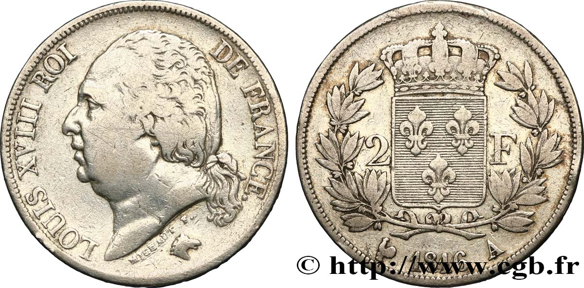 2 francs Louis XVIII 1816 Paris F.257/1 VF25 