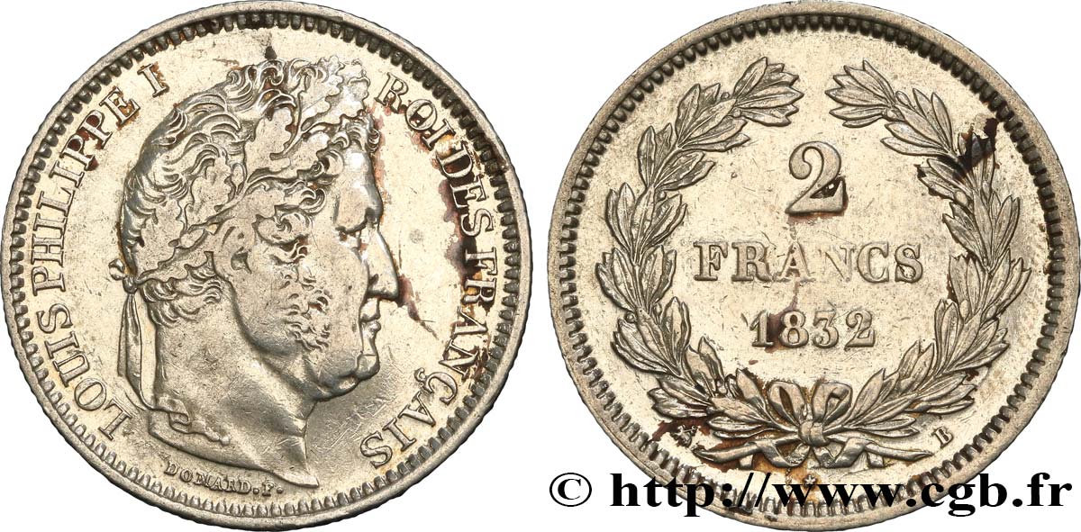 2 francs Louis-Philippe 1832 Rouen F.260/5 VF 