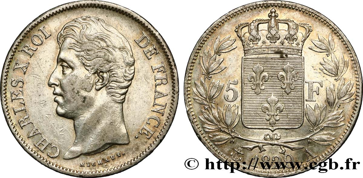 5 francs Charles X, 2e type 1829 Paris F.311/27 TTB48 