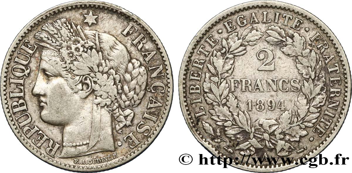 2 francs Cérès, avec légende 1894 Paris F.265/16 TB30