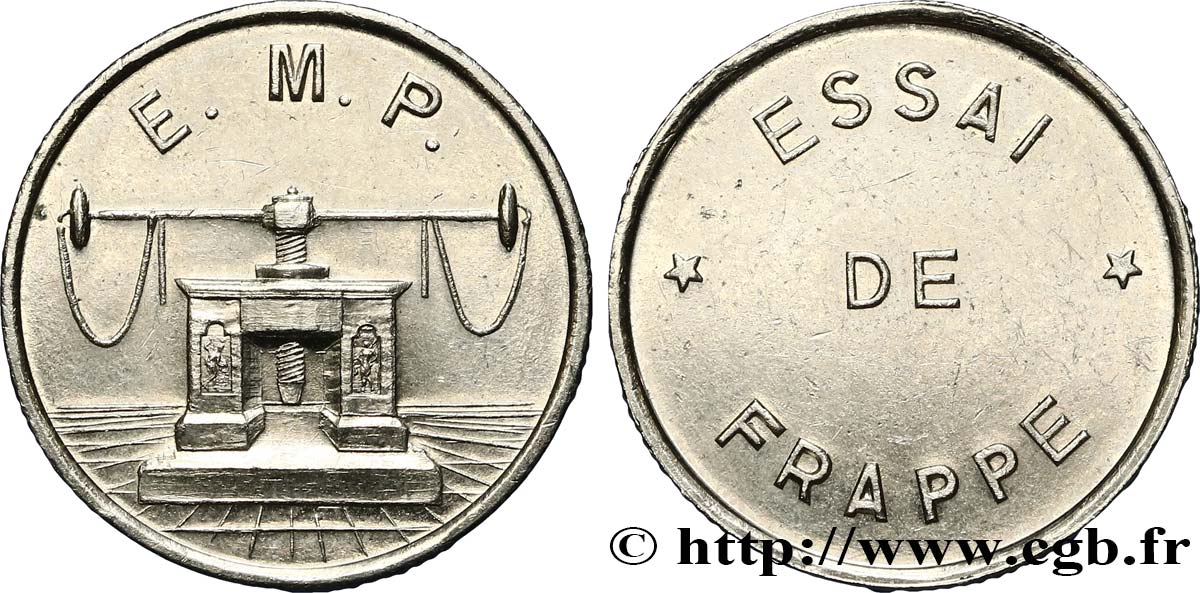 Essai de frappe de 10 francs Jimenez, grand module, cinq séries de cannelures n.d. Pessac GEM.194 6 AU 