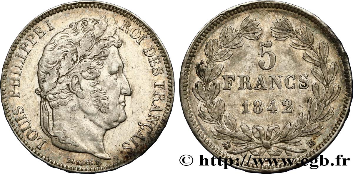 5 francs IIe type Domard 1842 Strasbourg F.324/97 TTB50 