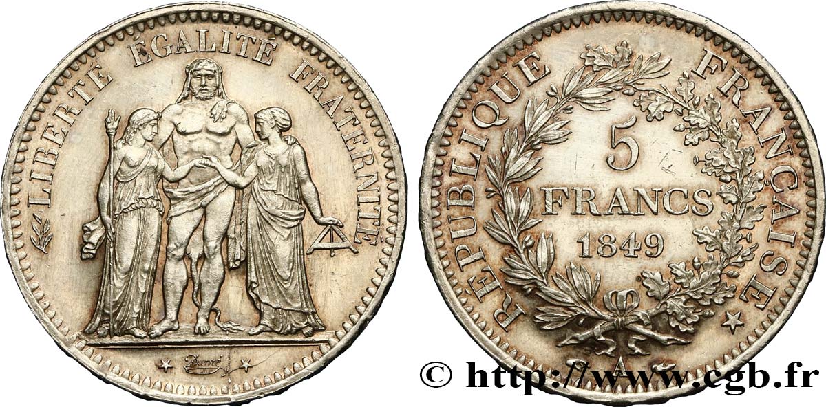 5 francs Hercule, IIe République 1849 Paris F.326/5 SUP 