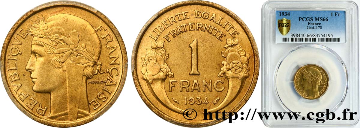 1 franc Morlon 1934 Paris F.219/5 FDC66 PCGS