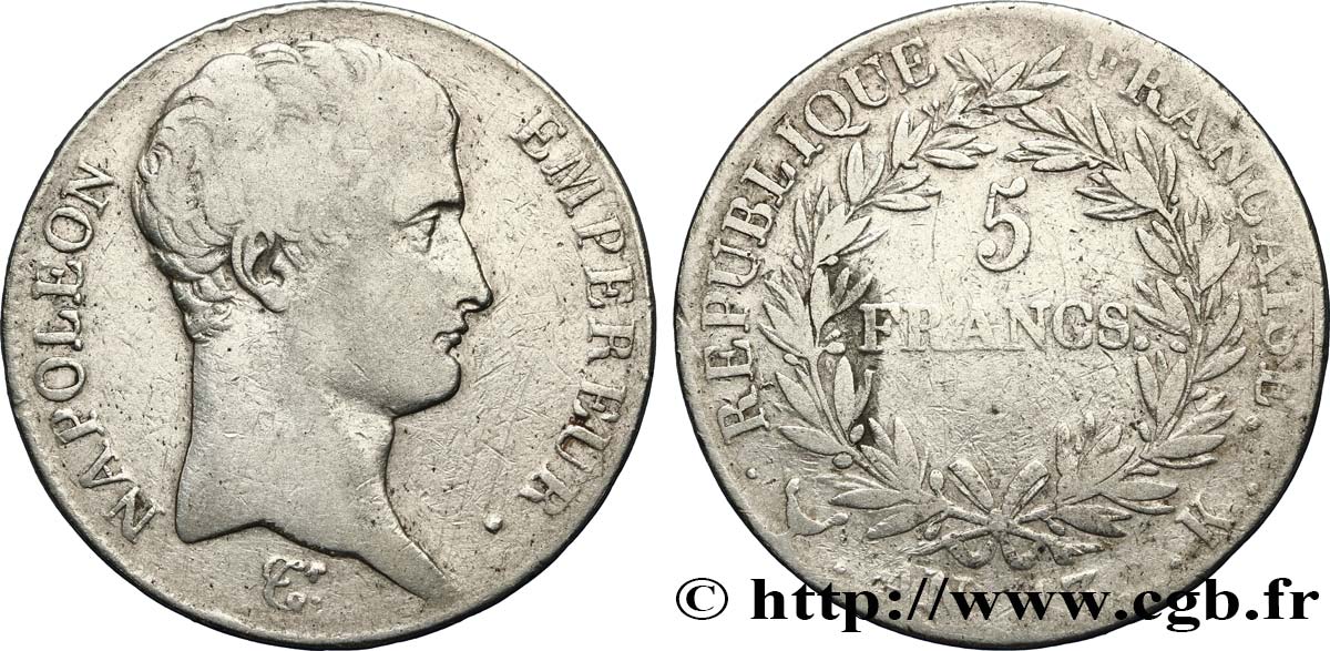 5 francs Napoléon Empereur, Calendrier révolutionnaire 1805 Bordeaux F.303/10 B12 
