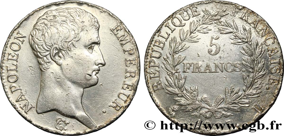 5 francs Napoléon Empereur, Calendrier grégorien 1807 Bayonne F.304/18 TB 