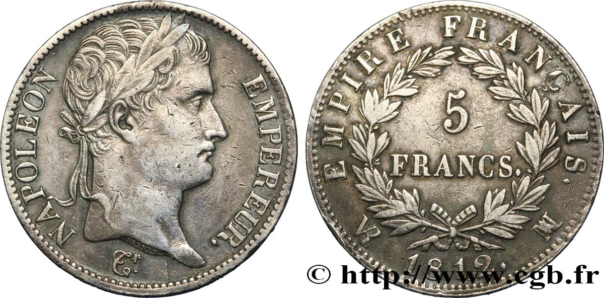 5 francs Napoléon Empereur, Empire français 1812 Marseille F.307/50 TTB45 