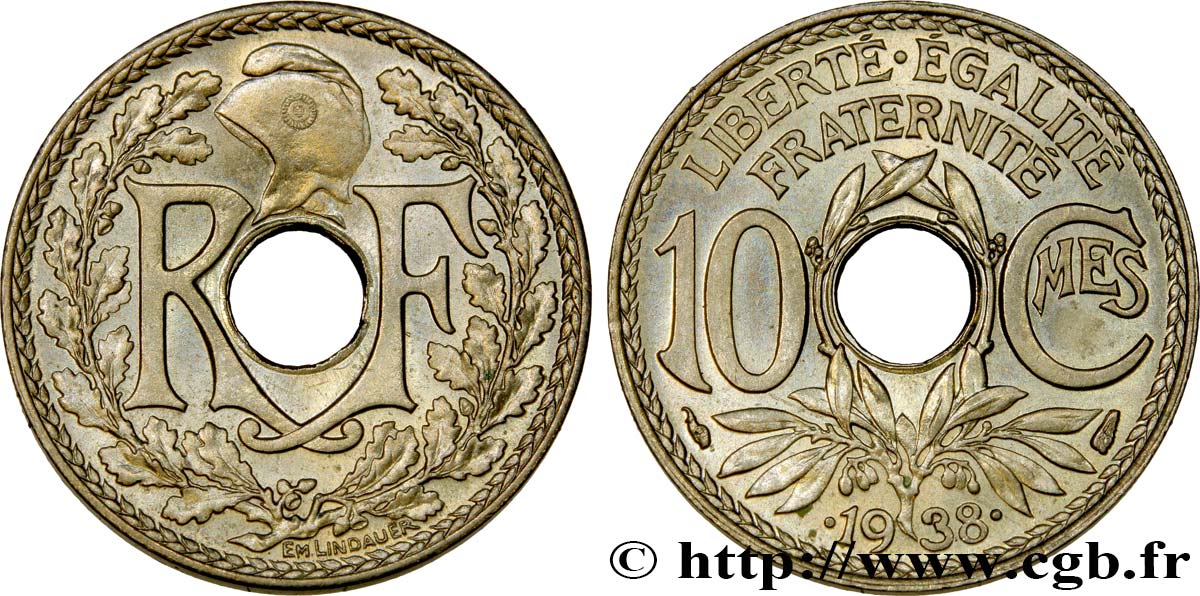 10 centimes Lindauer, maillechort 1938 F.139/2 FDC65