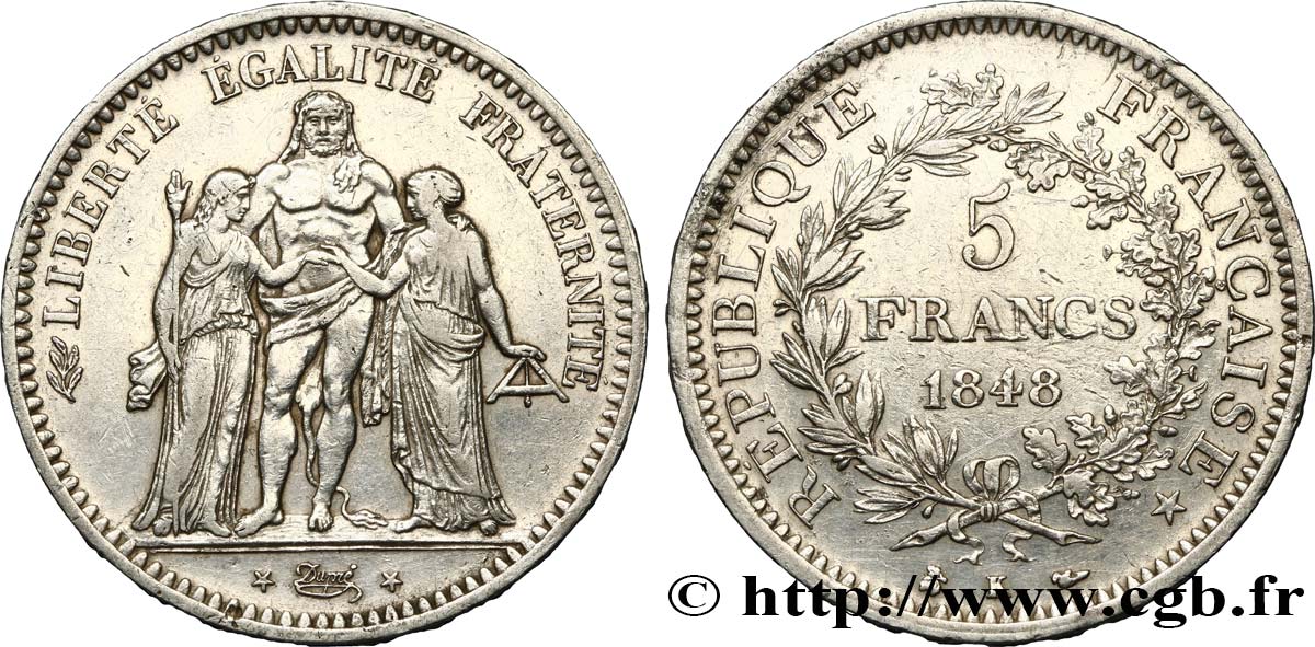 5 francs Hercule, IIe République 1848 Bordeaux F.326/4 TTB45 