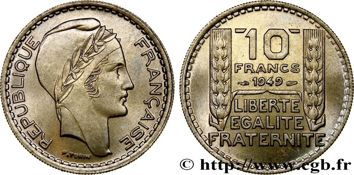 10 francs Turin, petite tête 1949  F.362/6 fST63 