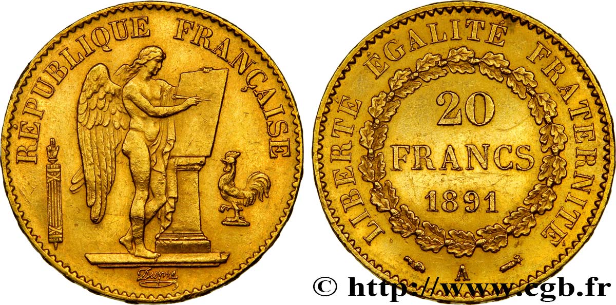 20 francs or Génie, IIIe République 1894 Paris F.533/18 TTB45 