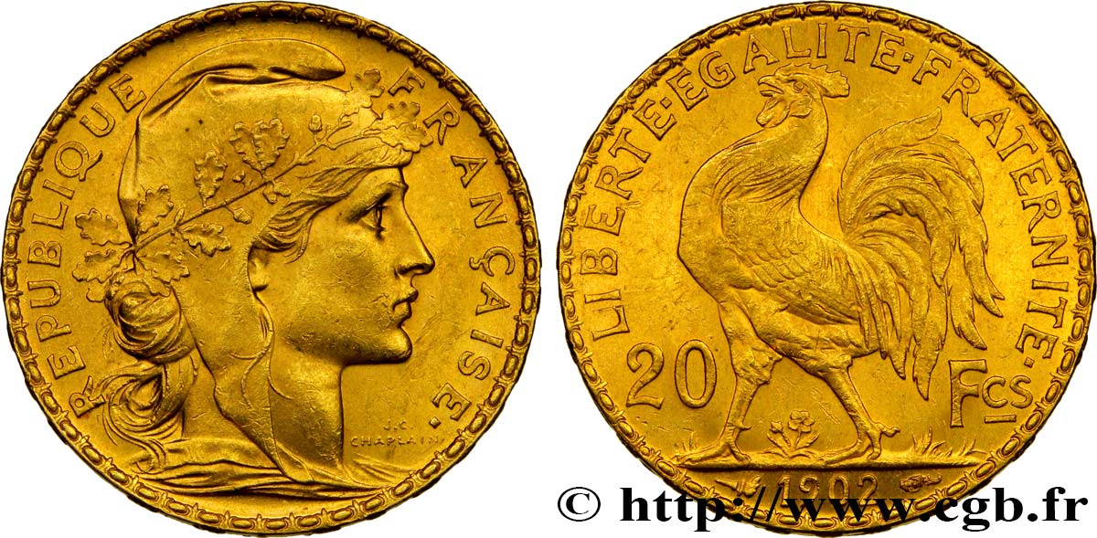20 francs or Coq, Dieu protège la France 1902 Paris F.534/7 SUP55 