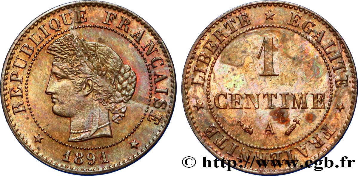 1 centime Cérès 1891 Paris F.104/18 VZ60