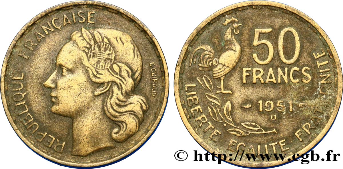 50 francs Guiraud 1951 Beaumont-Le-Roger F.425/6 TTB40 