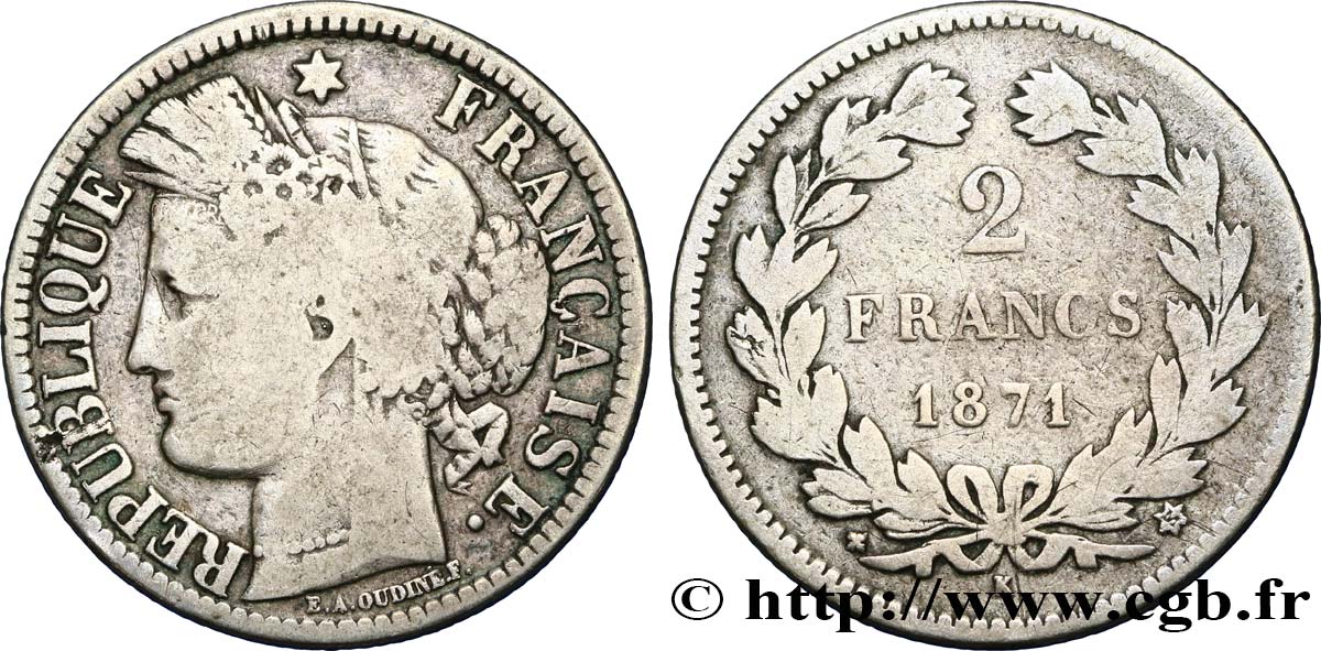 2 francs Cérès, sans légende 1871 Bordeaux F.264/4 B8