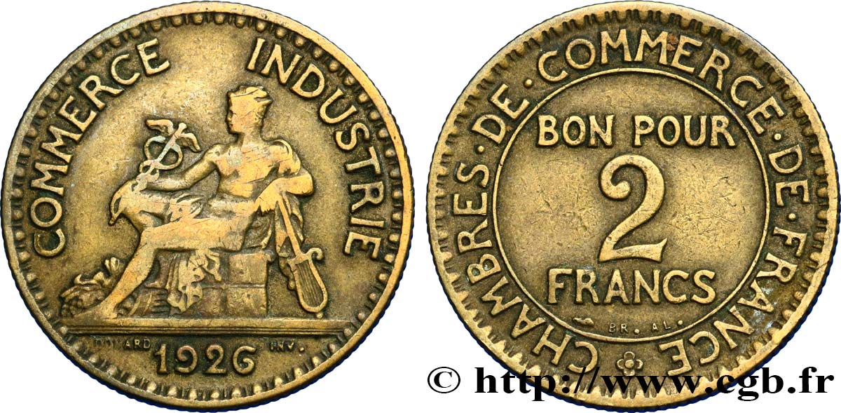 2 francs Chambres de Commerce 1926  F.267/8 TB20 