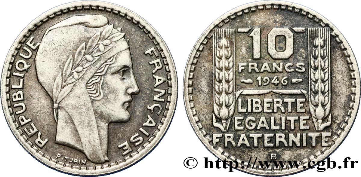 10 francs Turin, grosse tête, rameaux courts 1946 Beaumont-Le-Roger F.361A/3 TTB48 