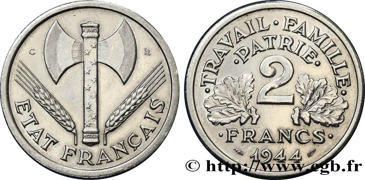 2 francs Francisque 1944 Castelsarrasin F.270/6 VZ 