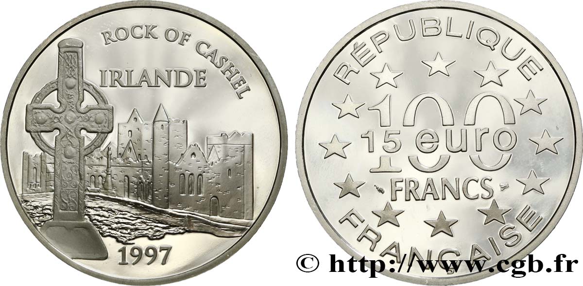 Belle Épreuve 15 euro / 100 francs - Le Rocher de Cashel (Irlande) 1997 Paris F.2027 1 MS 