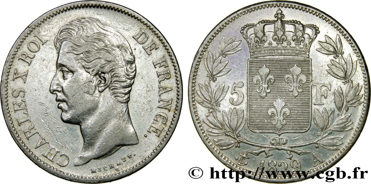5 francs Charles X, 2e type 1829 Paris F.311/27 TTB42 